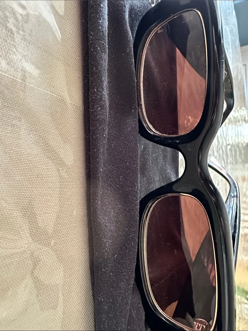 Madewell Black Frame Brown Lens Rectangular Sunglasses